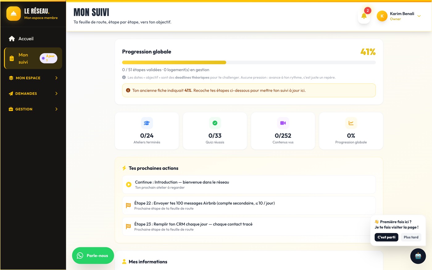 La fiche de suivi du membre