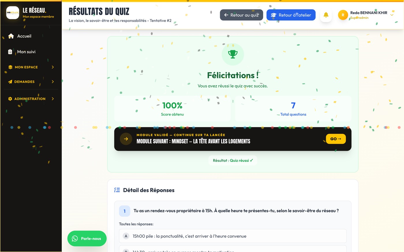 Quiz réussi