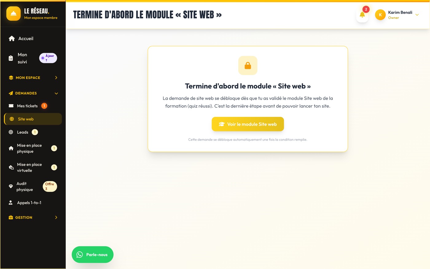 La demande de site web